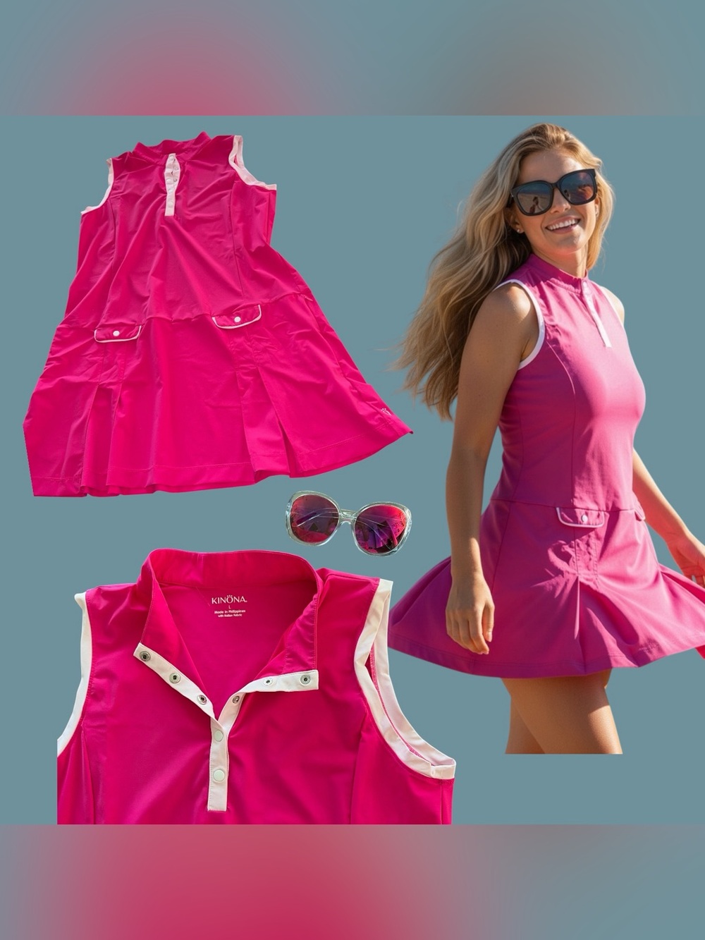 Kinona Hot Pink Athletic Tank Mini Dress
